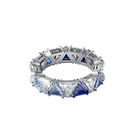 Millenia cocktail ring, Triangle cut crystals, Blue, Rhodium plated